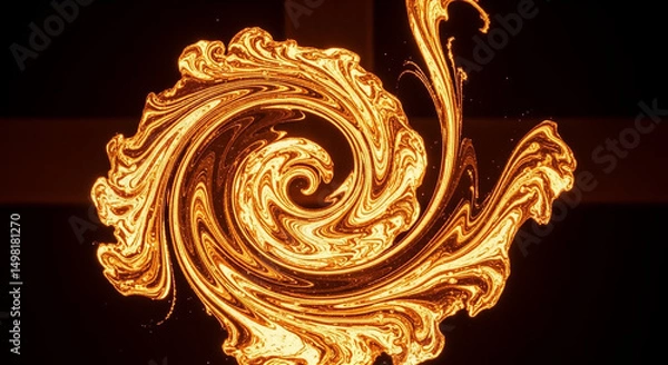 Obraz Dynamic golden orange liquid swirl pattern abstract fluid