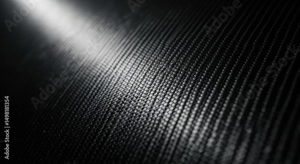 Obraz Close up view of dark carbon fiber texture with reflective light highlight
