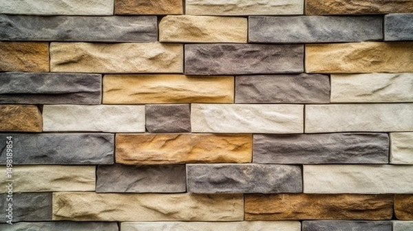 Fototapeta Textured stone wall with a rustic color palette and natural finish