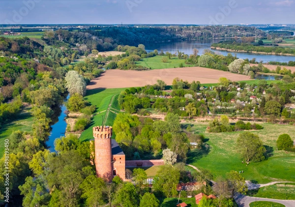 Fototapeta Teutonic Castle at the Wda river in Swiecie, Poland.
