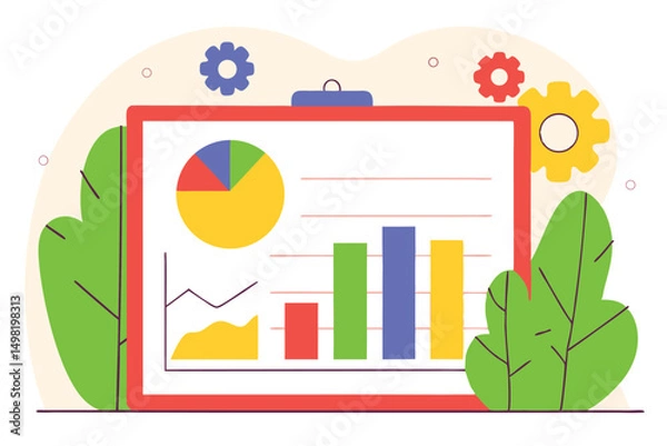 Fototapeta Colorful business charts and graphs representing data analysis and financial growth