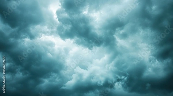 Fototapeta Dramatic Gray Sky Filled With Overcast Clouds and Moody Atmosphere