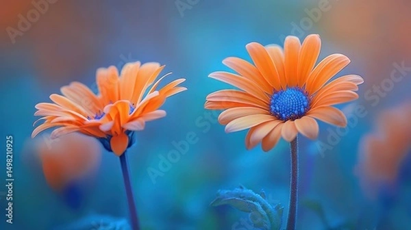 Obraz Vibrant Orange Flowers in Soft Focus against a Dreamy Background