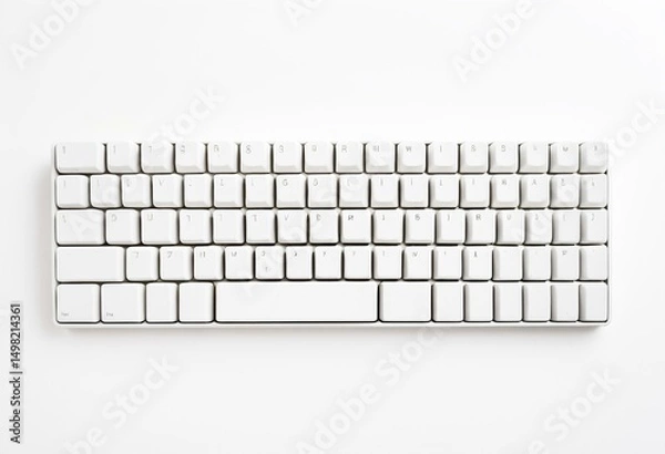 Fototapeta A white computer keyboard sitting on top of a table.