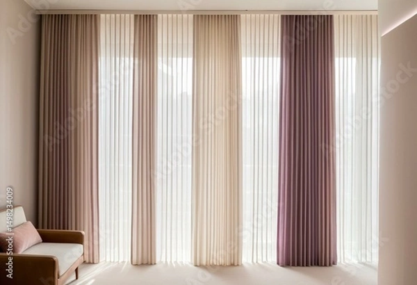 Obraz A room with a window and a curtain in it.
