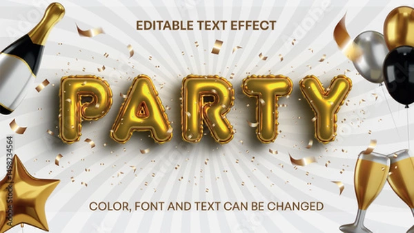 Fototapeta party balloons editable text effect