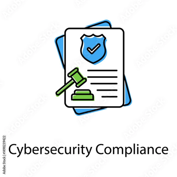 Obraz Cybersecurity Compliance Vector Icon Showing Regulatory Shield and Secure Infrastructure Model