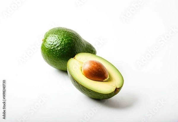 Obraz A half of an avocado next to a whole avocado.
