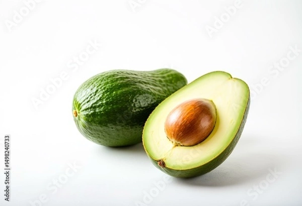 Obraz A half of an avocado next to a whole avocado.