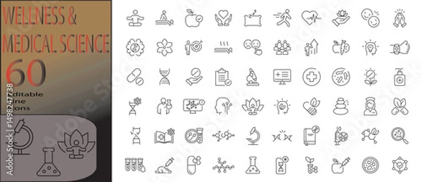 Fototapeta wellness & medical science line editable icon set. Editable stroke. Vector illustration	
