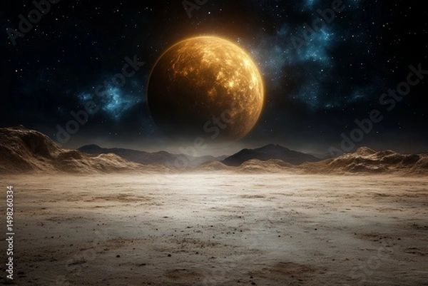 Obraz View of a planet from another planet in space. Generative AI