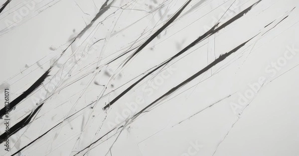 Fototapeta Sharp black lines on white, abstract blueprint style shapes, clean and precise detailing , minimal, plan, artwork