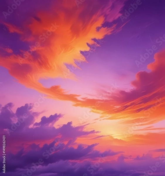 Fototapeta Vibrant orange and purple watercolor sky, abstract texture ,  scenic,  texture