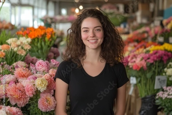 Obraz Florist in a flower shop. Generative AI