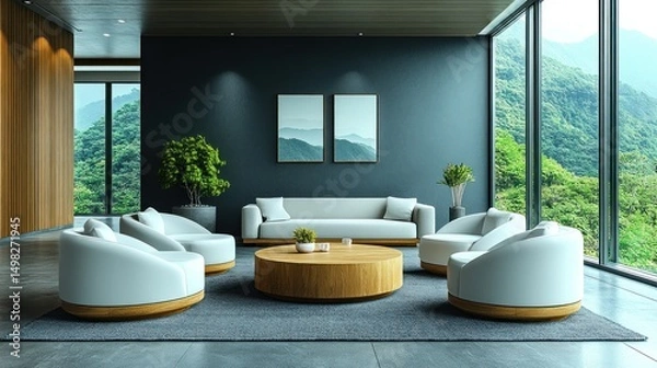 Obraz Serene Mountain View Living Room