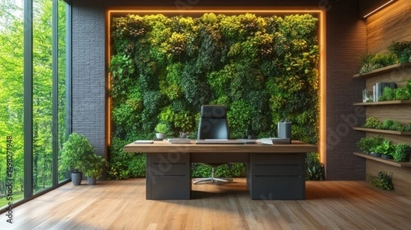 Obraz Modern Office with Lush Green Wall
