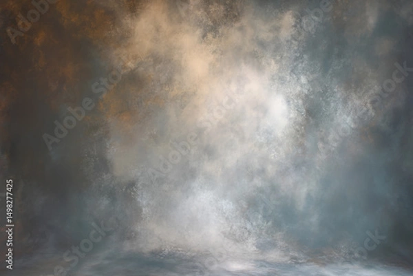 Fototapeta Light blue studio painted backdrop. Canvas background on the wall and on the floor with a soft transition.