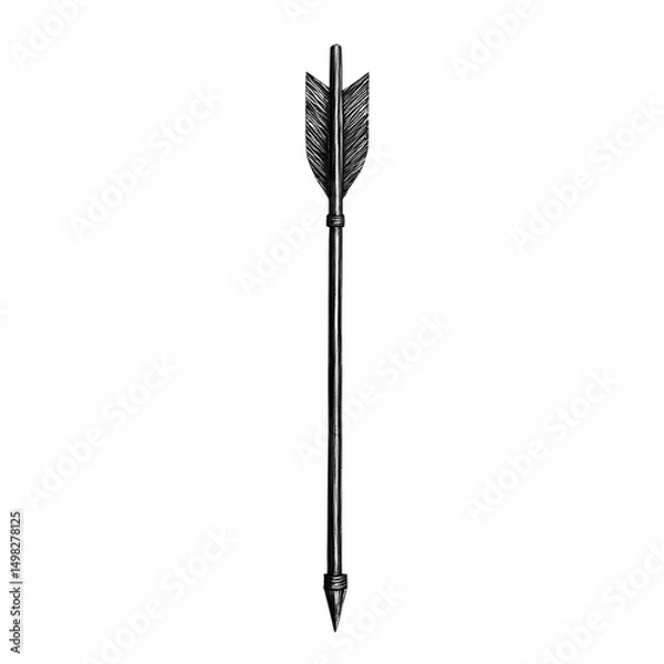 Obraz Minimal Arrow with Delicate Detail in Subtle Charco Isolated on Transparent Background