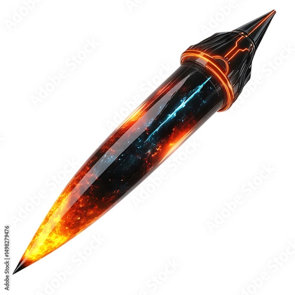 Obraz A Glowing Plasma Core Arrow with Black Hole Texture Isolated on Transparent Background