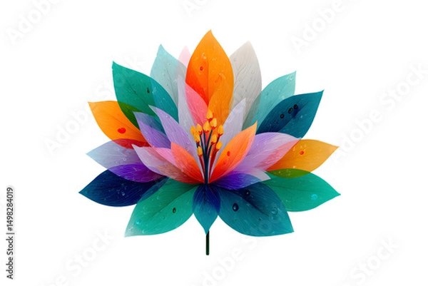 Fototapeta Vibrant Multicolored Floral Design with Dew Drops Perfect for Nature and Artistic Themes