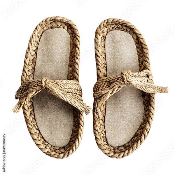 Obraz Trendy Espadrille Style Sandals with Natural Canvas Isolated on Transparent Background