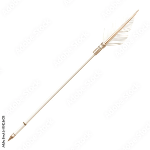 Obraz Sleek Arrow with Modern Accents in Pearlescent White Isolated on Transparent Background