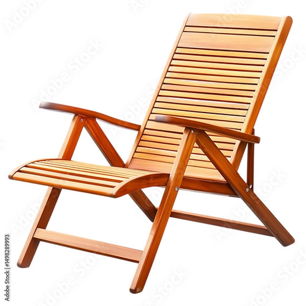 Obraz Contemporary Fold Away Wooden Beach Chair with a Sl Isolated on Transparent Background