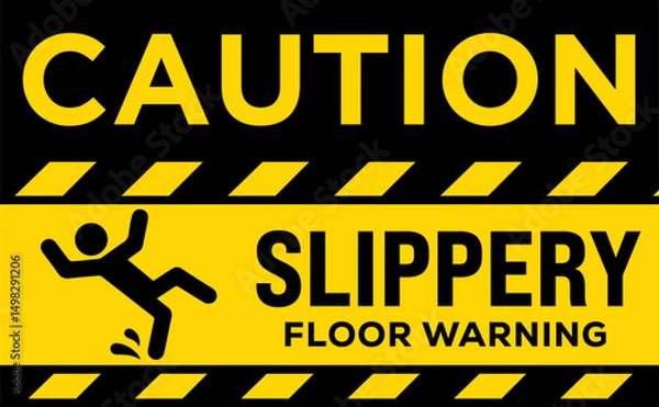 Fototapeta Slippery Floor Warning Icon Set – Safety and Hazard Symbols