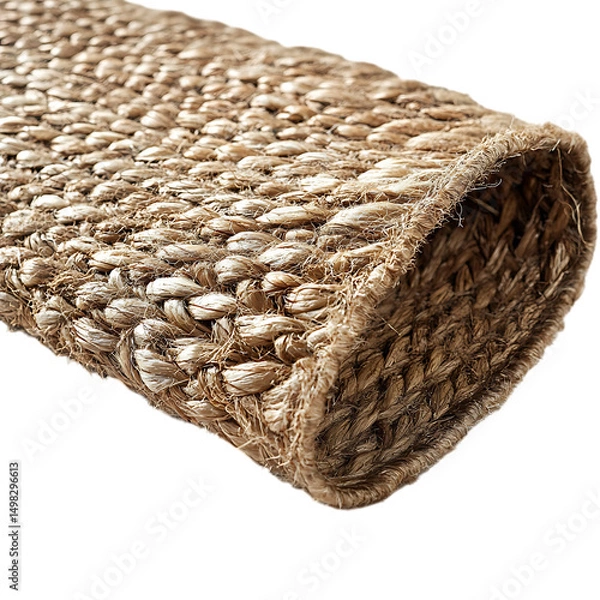 Obraz Modern Eco Straw Mat with a Natural Woven Texture Isolated on Transparent Background