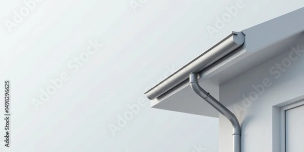 Fototapeta Modern Architectural Gutter System Detail Seamless Metal Drainage Solution for Residential Design