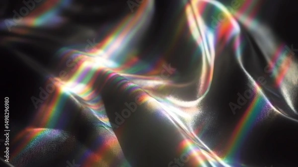 Fototapeta Iridescent Fabric Drape with Rainbow Reflections