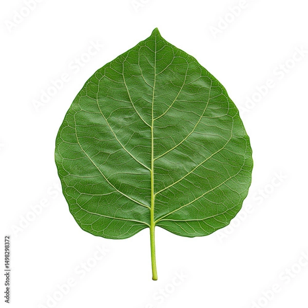 Fototapeta Single vibrant green leaf with prominent veins