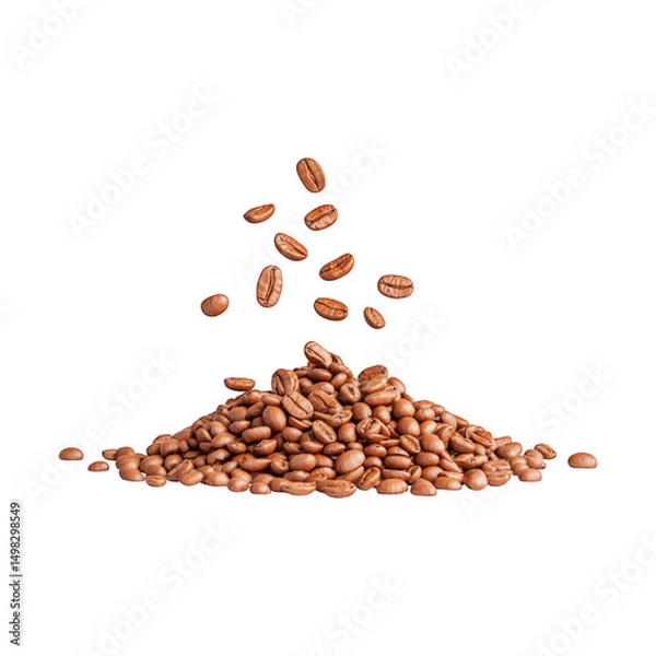 Fototapeta Roasted coffee beans pile with spilled grounds