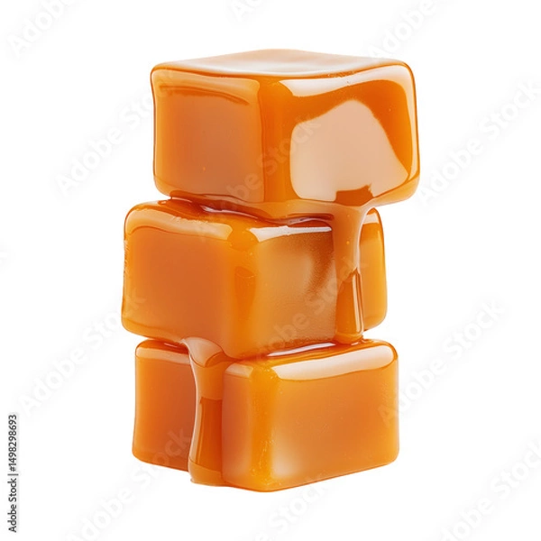 Fototapeta Stack of three glossy square caramel candies