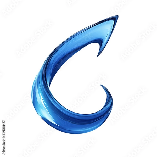 Obraz Modern Arrow with Fluid Curves in Electric Blue Color Isolated on Transparent Background