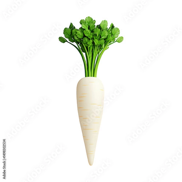 Fototapeta Isometric white daikon radish tiny render