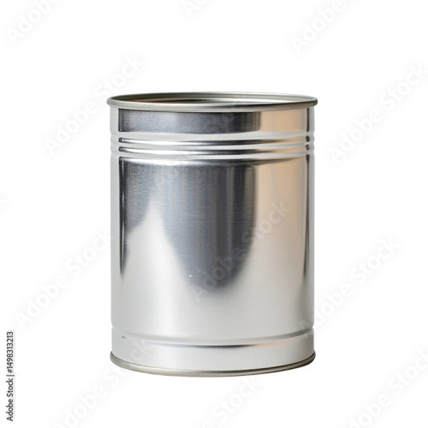 Obraz Shiny, silver metal canister with smooth surface and cylindrical shape, perfect for storage or packaging