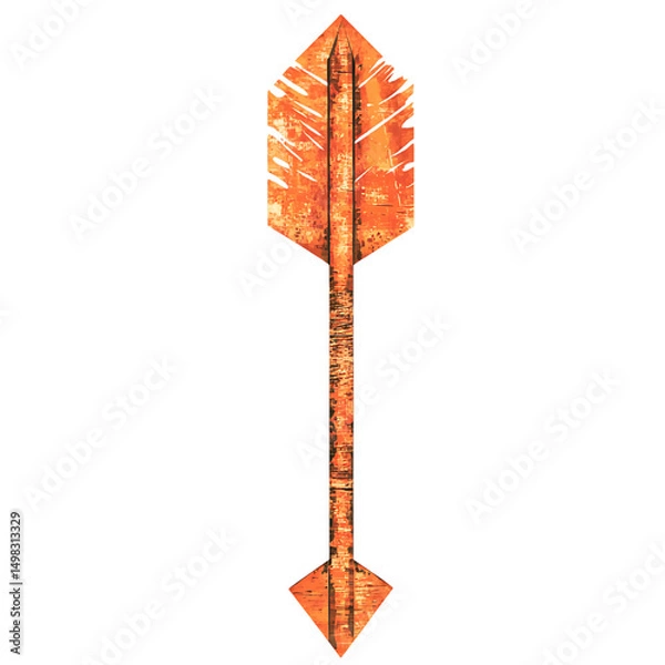 Obraz Bold Arrow with Intricate Textures in Fiery Orange Isolated on Transparent Background