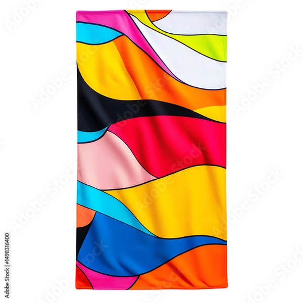 Obraz Modern Beach Towel with a Large Abstract Pattern in Colorful Isolated on Transparent Background