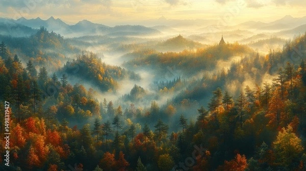 Obraz Autumnal Mountain Mist