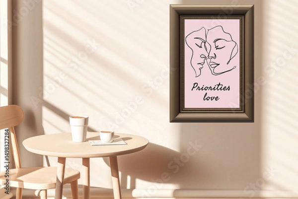 Fototapeta 3D coffee table with sunlight remix