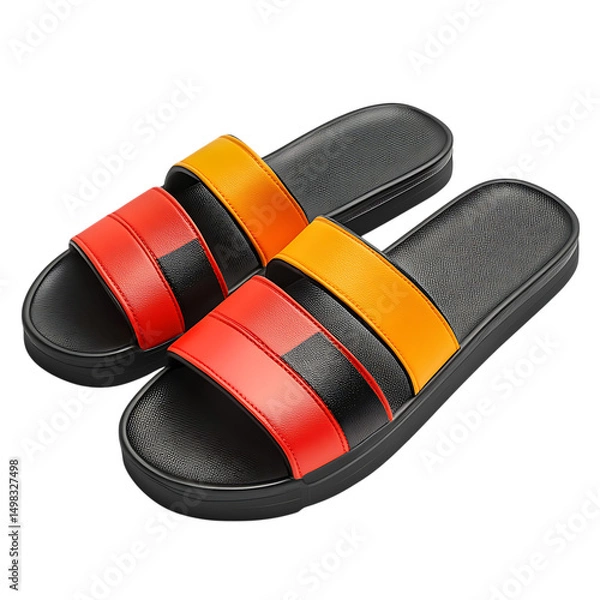Obraz Trendy Slipon Beach Sandals with a Sleek Athletic D Isolated on Transparent Background