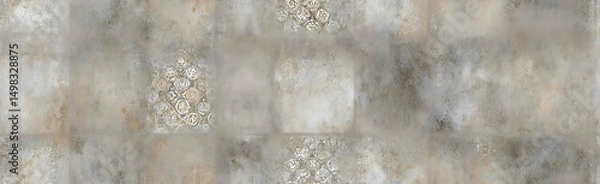 Fototapeta Weathered cement pattern and vintage-style tile backdrop - Seamless , pattern , background , tile