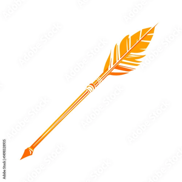 Obraz Modern Arrow with Clean Bold Lines in Blazing Orange Isolated on Transparent Background