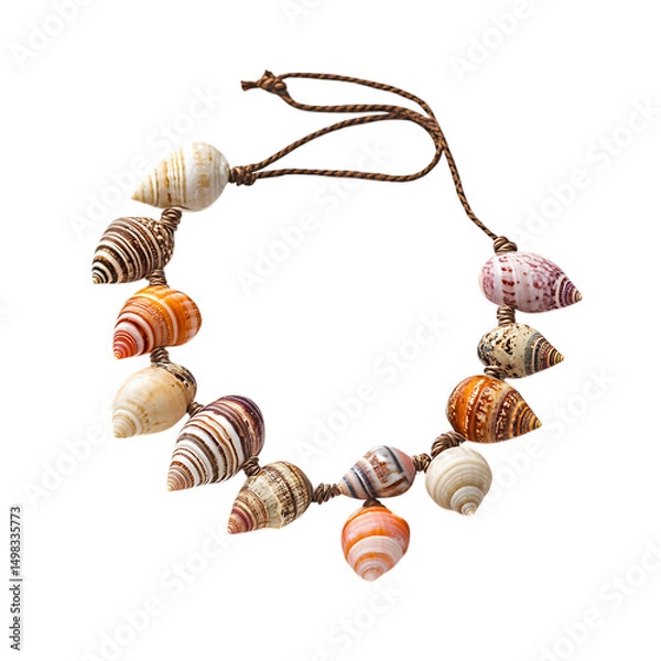 Obraz Playful Shell Anklet with a String of Assorted Natu Isolated on Transparent Background