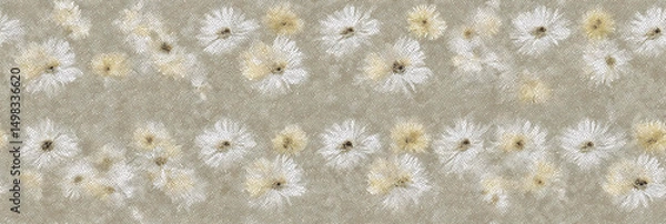 Fototapeta Sunflower-like pattern, romantic daisy charm, golden blooms - Seamless , pattern , background , tile