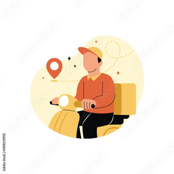 Obraz The food delivery courier is on his way concept illustration