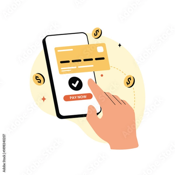 Fototapeta Mobile Payment Confirmation Concept Illustration. Online Food Order Checkout