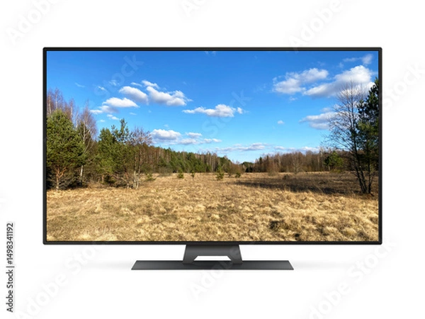 Obraz Smart tv with autumn landscape on screen