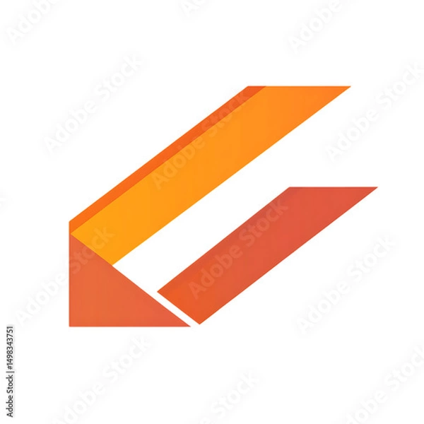 Obraz Modern Arrow with Clean Bold Lines in Blazing Orange Isolated on Transparent Background